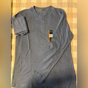 George Men's Long-Sleeve Henley Shirt - Gray Blue